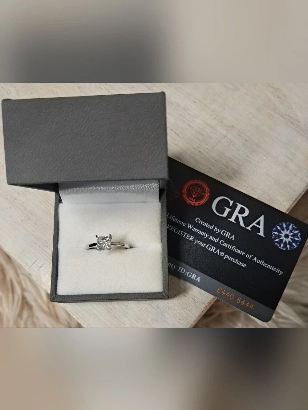 1.0 Carat Princess Cut D-Color Moissanite Solitaire Ring - 925 Sterling Silver
